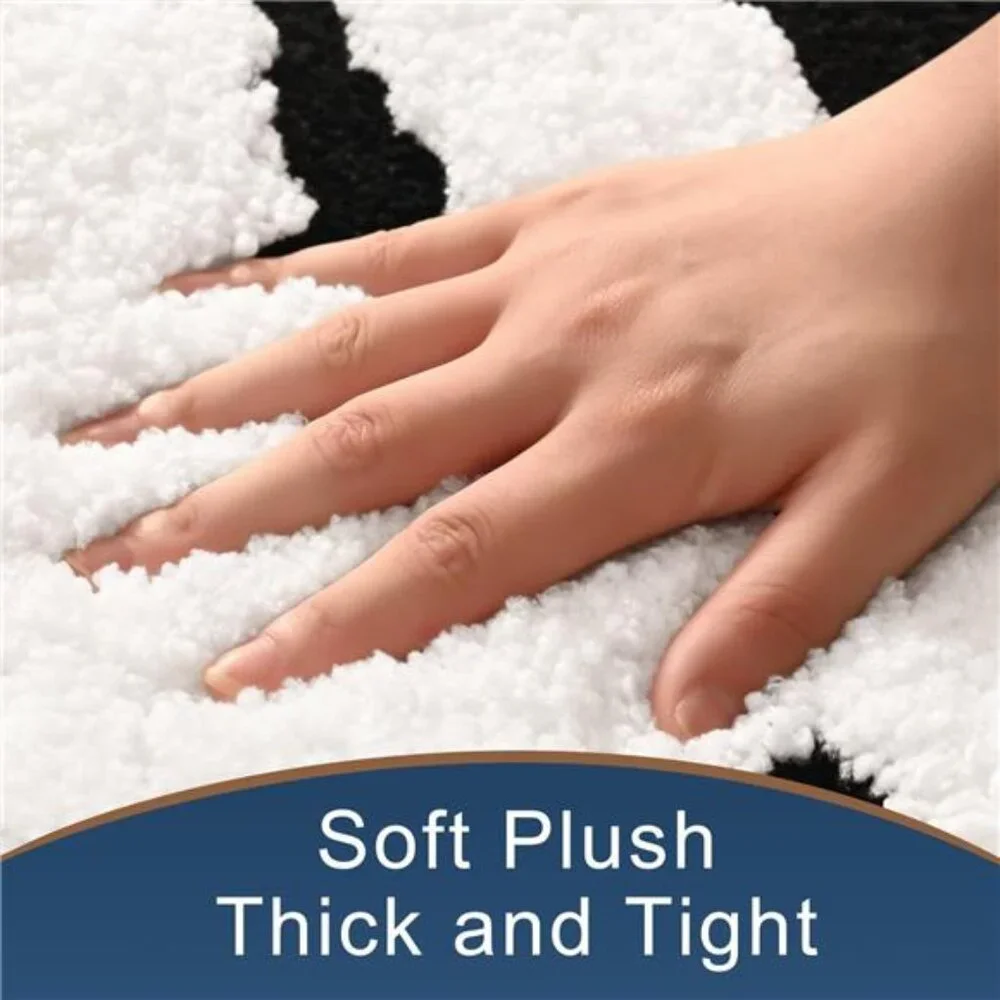 Bathroom Rug Black and White Bath Mats Non Slip Floor Mat, Thick Soft